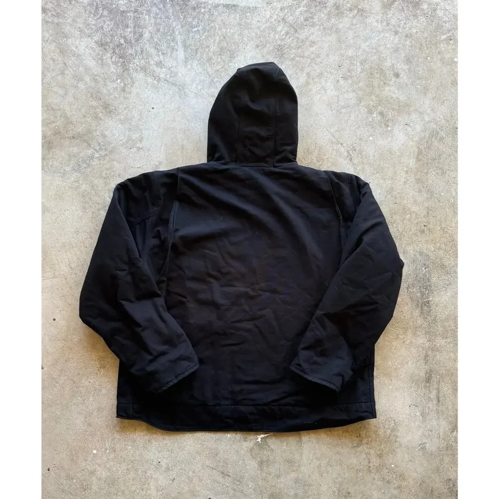 NWT Carhartt XXL Duck Sherpa Lined Hooded Black Zip Up Canvas Jacket - Picture 2 of 8